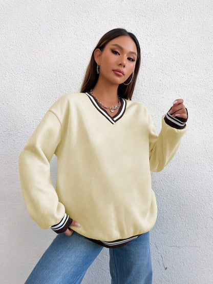 Simple Style V-Neck Sweatshirt
