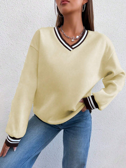 Simple Style V-Neck Sweatshirt