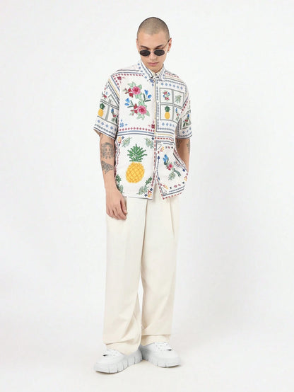 Resort Short Sleeve Button Print Shirt