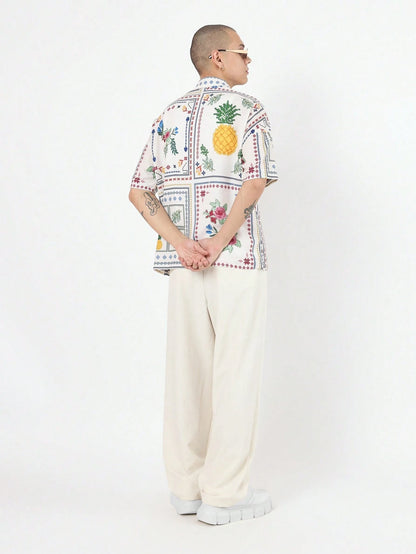 Resort Short Sleeve Button Print Shirt