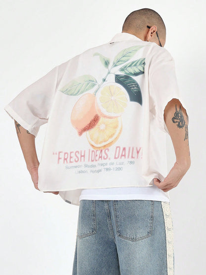Daily Citrus Print Boxy Shirt