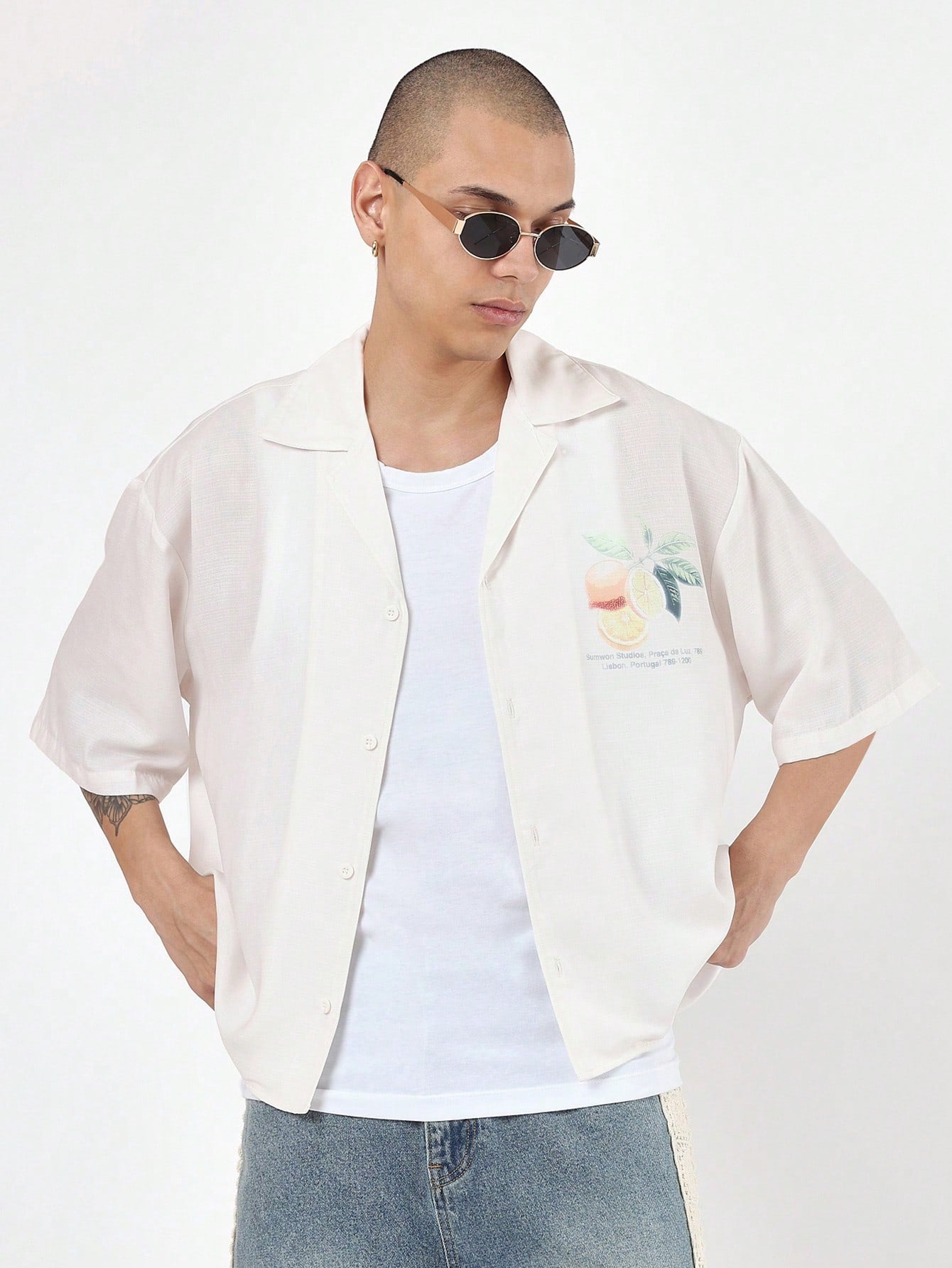 Daily Citrus Print Boxy Shirt