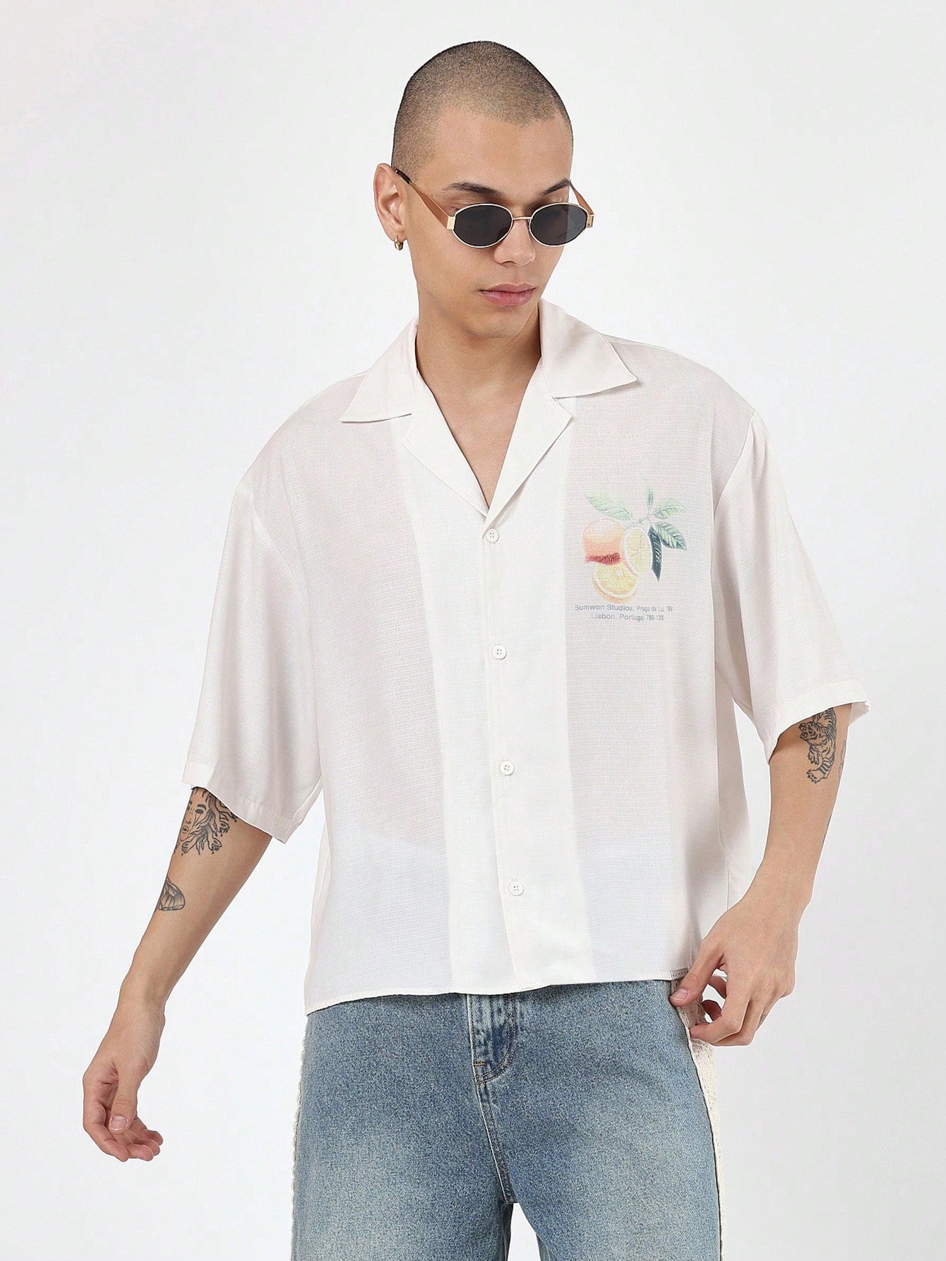 Daily Citrus Print Boxy Shirt