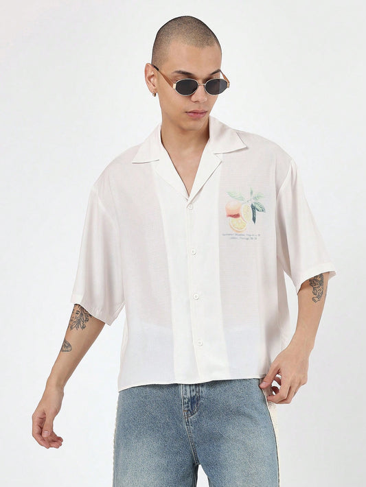Daily Citrus Print Boxy Shirt