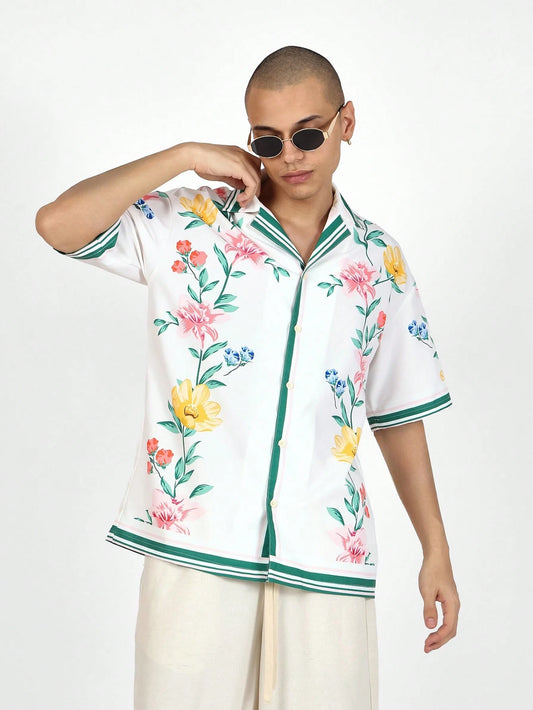 Floral Print Collar Summer Resort Shirt