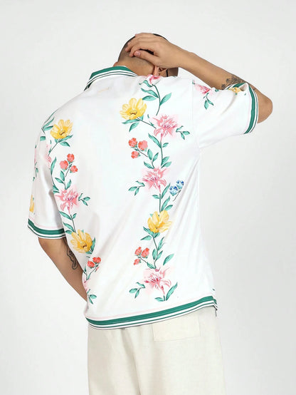 Floral Print Collar Summer Resort Shirt