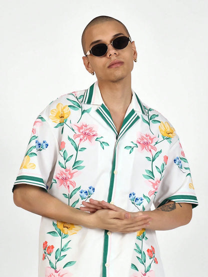 Floral Print Collar Summer Resort Shirt