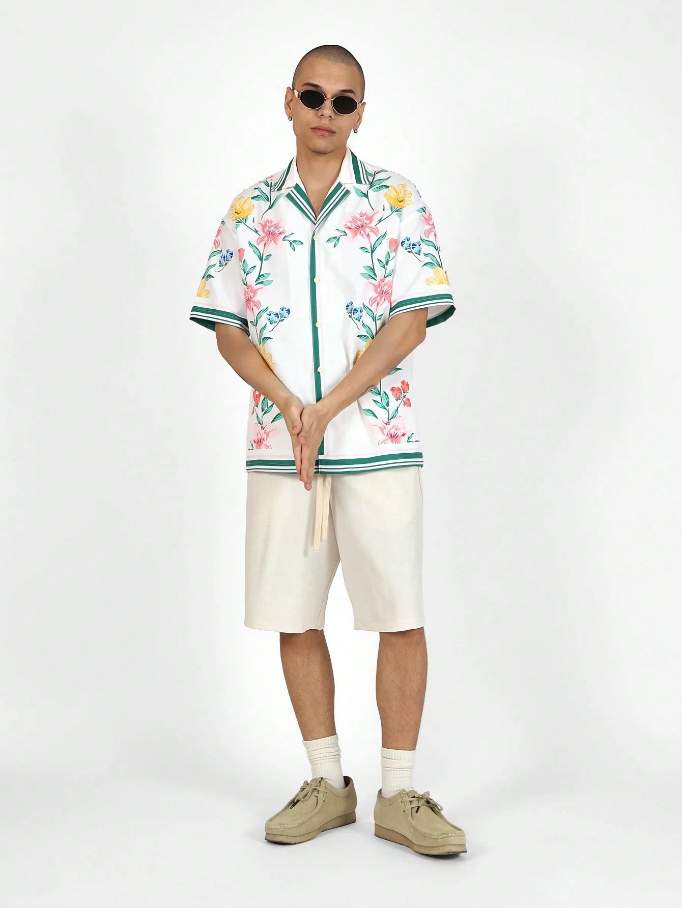 Floral Print Collar Summer Resort Shirt