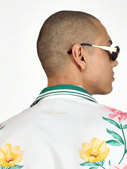 Floral Print Collar Summer Resort Shirt